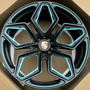 Vành rèn 1-PC tùy chỉnh màu đen và xanh lam cho Porsche Macan 2019