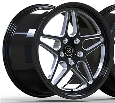 9~10Jx17" Custom rèn 1-Vành hợp kim nhôm PC Cửa sổ phay màu đen bóng cho Mercedes Sl500 1991