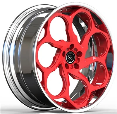 18x8.0 Bánh xe rèn 2 mảnh tùy chỉnh Đĩa màu đỏ và môi được đánh bóng cho VW Caddy C20