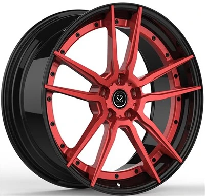 Bánh xe rèn 2 mảnh tùy chỉnh 22x10.5 và 22x9.0 màu đỏ và đen bóng cho Porsche Panamera